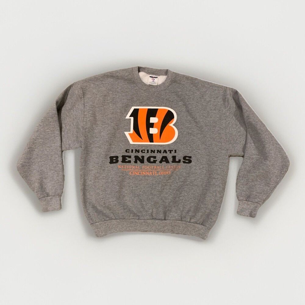 Vintage Y2K JERZEES Cincinnati Bengals NFL Sweatshirt Crewneck XL Gray Football